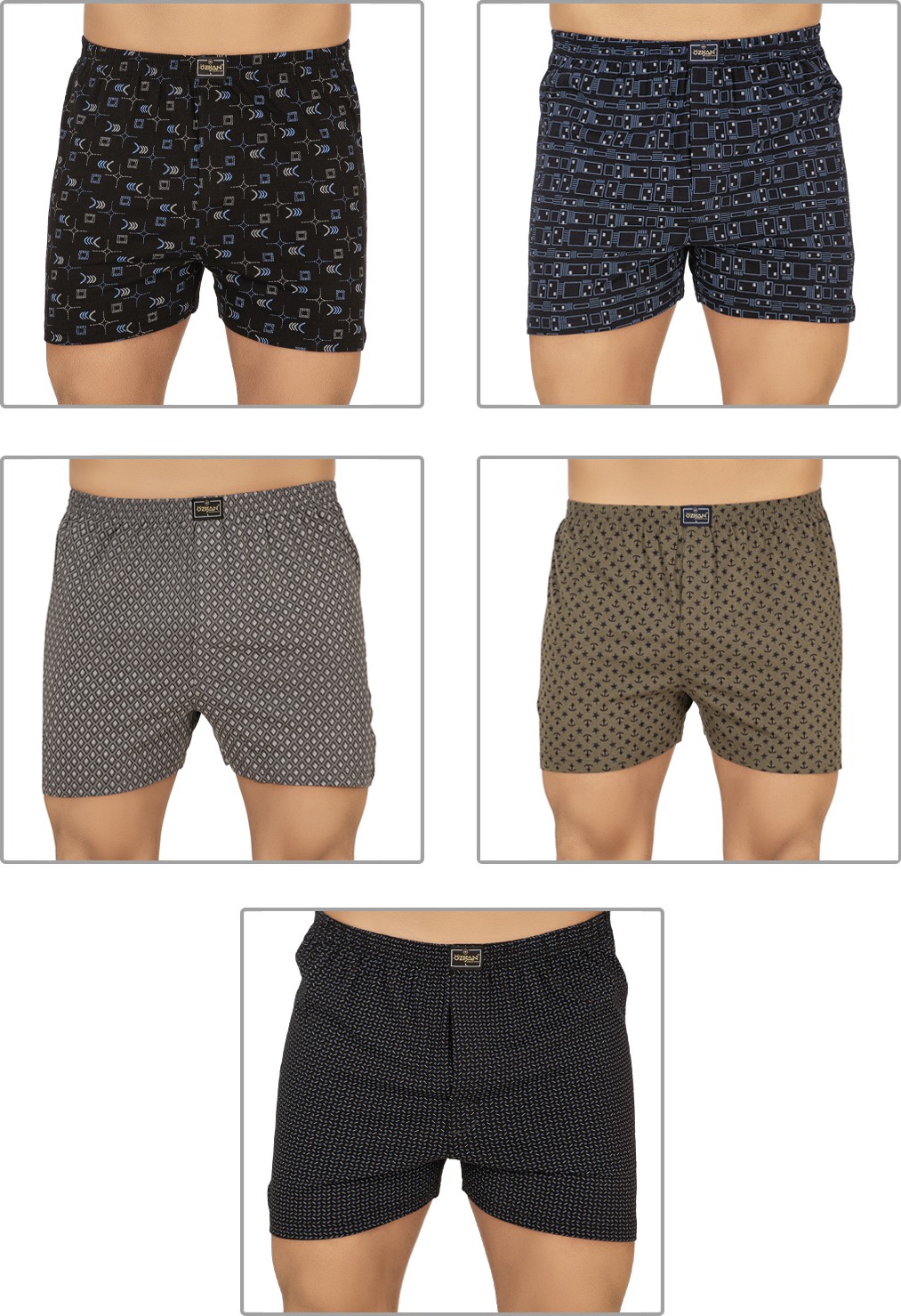 Özkan Underwear Özkan 11810 5'li Paketli Erkek Pamuklu Esnek Yumuşak Desenli Penye Boxer Şort Külot görsel 2