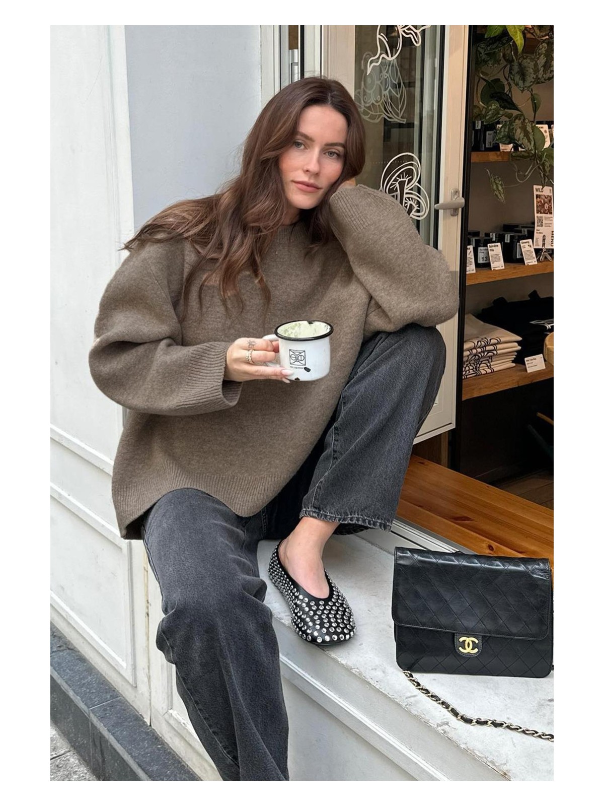 Madmext Vizon Bisiklet Yaka Oversize Triko Kazak MG1972