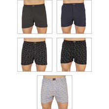 Özkan Underwear Özkan 11810 5'li Paketli Erkek Pamuklu Esnek Yumuşak Desenli Penye Boxer Şort Külot