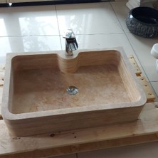 Sipahi Marble Traverten Batarya Çıkışlı Köşeli Lavabo