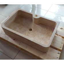 Sipahi Marble Traverten Batarya Çıkışlı Köşeli Lavabo