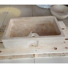 Sipahi Marble Traverten Batarya Çıkışlı Köşeli Lavabo