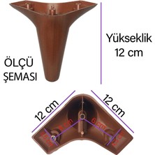 Glaswen 8 Adet Zelve 12 cm Ceviz Ahşap Desenli Lüx Mobilya Kanepe Sehpa Ünite Koltuk Ayağı Baza Ayak