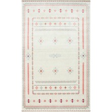 Eko Halı Zara ZR20 Beıge Etnik Desenli Hav Vermeyen Özel Tezgahlarda Üretilen Uşak Halısı