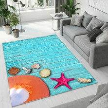 Colorix Carpet Dijital Baskı Dekoratif Kaymaz Taban Yıkanabilir Halı NO:1433