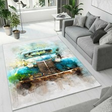 Colorix Carpet Dijital Baskı Dekoratif Kaymaz Taban Yıkanabilir Halı