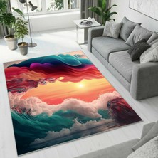 Colorix Carpet Dijital Baskı Dekoratif Kaymaz Taban Yıkanabilir Halı