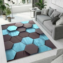 Colorix Carpet Dijital Baskı Dekoratif Kaymaz Taban Yıkanabilir Halı