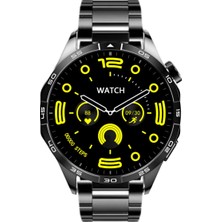 Robeve G4 Watch Akıllı Saat Tüm Telefonlarla Uyumlu Akıllı Saat 46MM Akıllı Saat 3 Kordonlu Akıllı Saat Kalp Ritmi Adımsayar Akıllı Saat Metal Deri Silikon Kordonlu Akıllı Saat