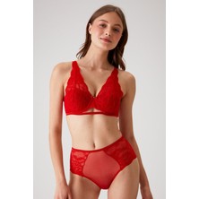 Pierre Cardin Kırmızı 4840 Cenova Soft Push Up Dolgulu Dantelli Sütyen ve Yüksek Bel Külot Iç Çamaşır Takımı