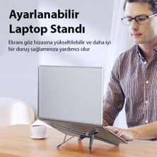 Polham x Tipi Açı ve Yükseklik Ayarlı Ultra Sağlam Alüminyun Laptop Standı, 5 Yükseklik Ayarlı Notebook Standı