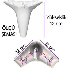 Glaswen 4 Adet Zelve 12 cm Beyaz Lüx Mobilya Kanepe Sehpa Ünite Koltuk Ayağı Baza Ayak