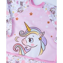 Bebelop Unicorn Desenli Cepli Giyilebilir Unisex Bebek Kollu Mama Önlüğü