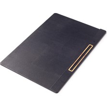 Turgut Office Deri Toplantı Sümeni Kalem Bölümlü 49 x 34 cm Düz Siyah Ahşap Detaylı