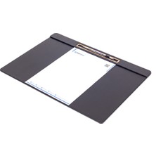 Turgut Office Deri Toplantı Sümeni Kalem Bölümlü 49 x 34 cm Düz Siyah Ahşap Detaylı
