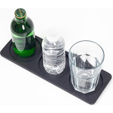 Turgut Office Toplantı Odası Bardak Altlığı 3 Bölümlü Oval Siyah