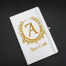 As Company Kişiye Özel Beyaz Defter & Beyaz Kupa & Beyaz Kalem & Beyaz Metal Kutulu Mum Hediye Seti