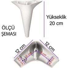 Glaswen Zelve 20 cm Beyaz Lüx Mobilya Kanepe Sehpa Ünite Koltuk Ayağı Baza Ayak