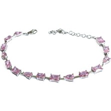 Mistik Silver Pembe Taşlı Gümüş Bileklik