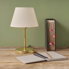 Art&Gift Art Gold Gövdeli Abajur Krem Kumaş Yatak Odası Oturma Odası