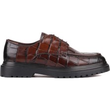 Shoetyle - Kahverengi Croco Deri Bağcıklı Erkek Günlük Ayakkabı 250-1615