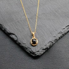 Coolmenclub Oniks Doğal Taşlı Gümüş Kolye