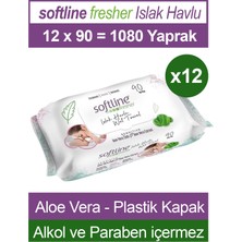 Softline Fresher Sensitive 90 Yaprak 12 Paket Islak Mendil Aloevera Özlü