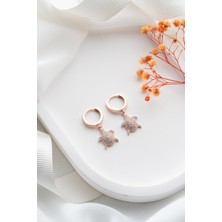 Gümüşistan 925 Ayar Gümüş Rose Kaplama Kaplumbağa Küpesi