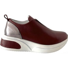 Saracshoes  Deri Bordo Lion Kadın Sneaker