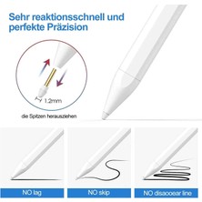 M.tk moveteck Ipad Air 4 Air 5 Nesil Uyumlu Pencil Stylus Palm Rejection Eğim Özellikli Çizim Kalemi Yazı Not Avuç Red