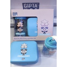 Gıpta Blue-Me Tritan Pipetli Matara + Desenli Beslenme Kabı