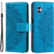 Seashell Digital Samsung Galaxy A04E Için 4G/F04 4G/M04 4g Baskılı Mandala Çiçek Cüzdan Kılıfı Pu Deri Deri Manyetik Flip Stand Telefon Kapağı Strap-Blue (Yurt Dışından)