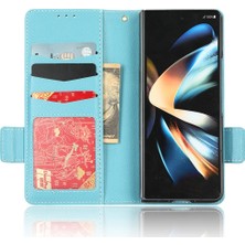 Seashell Digital Samsung Galaxy Z Fold3 Için 5g Litchi Doku Pu Deri Deri Cüzdan Kılıf Fonksiyonu Çift Manyetik Toka Kapak Kalem Tutucu Baby Mavi (Yurt Dışından)