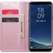 Seashell Digital Samsung Galaxy S8+ Waxy Doku Stand Kılıfı Tam Koruma Pu Deri Telefon Cüzdan Kapak Pembe (Yurt Dışından)