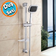 Nzb Duş Seti Sürgülü Banyo Duş Başlığı Seti Fiskiyesi Telefonu Kare Başlık Metal Hortum