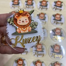 Roseart Şeffaf Pleksi Aslan Figürlü Kapı Süsü ve Magnet ( 20 Adet ) Doğum Günü,sünnet,mevlid Hatırası Magnet