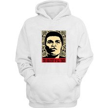 The Wert Unisex Muhammed Ali Baskılı Beyaz Normal Kalıp Şardonlu Kalın Sweatshirt