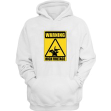 The Wert Unisex Spread Shirt Sticker Voltage Clothing Baskılı Beyaz Normal Kalıp Şardonlu Kalın Sweatshirt