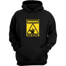 The Wert Unisex Spread Shirt Sticker Voltage Clothing Baskılı Siyah Normal Kalıp Şardonlu Kalın Sweatshirt