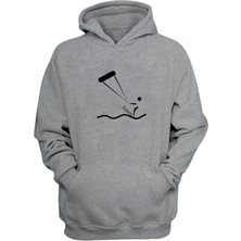 The Wert Unisex Yaratıcı Uçurtmalar Baskılı Gri Normal Kalıp Şardonlu Kalın Sweatshirt