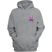 The Wert Unisex Renkli Ahtapot Ve Baloncukar Baskılı Gri Normal Kalıp Şardonlu Kalın Sweatshirt