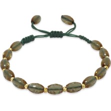 Tesbihname Makrome Örgülü Gold Renk Dorika Top Süslemeli Arpa Kesim Fasetalı Zultanit Taşı Kadın Bileklik