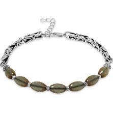 Okyanus Silver Kararmaz Metal Kral Zincirli Silver Renk Dorika Top Süslemeli Arpa Kesim Fasetalı Zultanit Taşı Erkek Bileklik