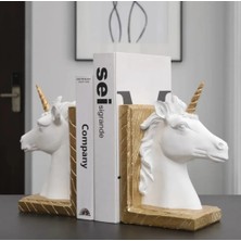 Tek Boynuz Unicorn At Biblo Dekoratif Obje Kitap Tutucu 2 Adet