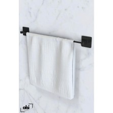 Alsi Home Yapışkanlı Siyah Uzun Havluluk Pratik ve Şık Banyo Mutfak Havluluk Askı