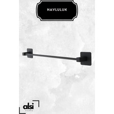 Alsi Home Yapışkanlı Siyah Uzun Havluluk Pratik ve Şık Banyo Mutfak Havluluk Askı
