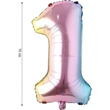 Papatya Süs Evi Folyo Balon 1 Rakamı Helyum Balon 76 cm Gökkuşağı ( 1-2-3-4-5-6-7-8-9 ) Rakamları Mevcut Belirtiniz