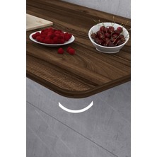 Kydonia Home 60X90 cm Oval Köşeli Ceviz Ahşap Desenli Sabit Raflı Duvara Monte Kırma Katlanır Mutfak Masası