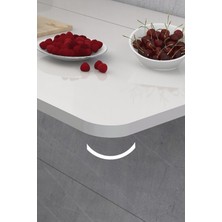 Kydonia Home 45X72 cm Oval Köşeli Parlak Beyaz Sabit Raflı Duvara Monte Kırma Katlanır Mutfak Masası