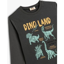 Koton Erkek Çocuk Tişört Dinozor Baskılı Uzun Kollu Bisiklet Yaka Pamuklu